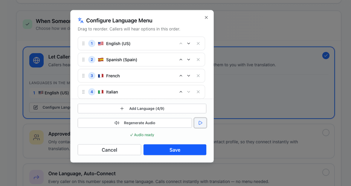 Greeting customization interface